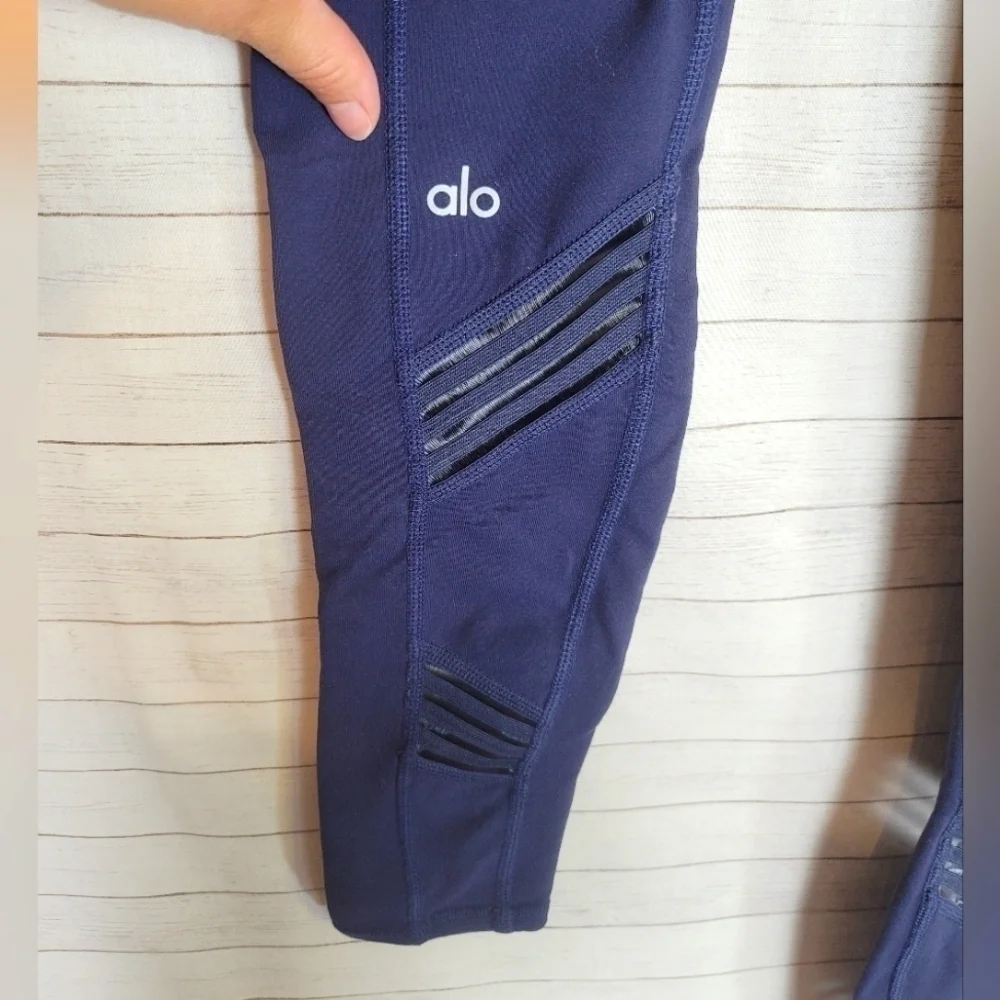 ALO Yoga Navy Blue Multi Mesh Panel Yoga Leggings